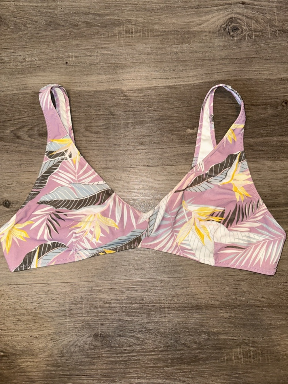 Volcom Bikini Top XL Lavender Tropical Print | Surf Swim